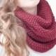 Red Chunky Scarf Collar Scarf Red Knit Scarf Girlfriend Gift Red Infinite Scarf Winter Accessories Mother Day Gift Multicolor Scarf