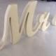 iVORY Mr. and. Mrs.. sign set.  Unfinished, painted, glittered Mr mrs signs. Wedding sign set. Sweetheart table decor wooden signs.
