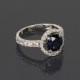 Sapphire ring, Halo ring, Anniversary ring, Blue sapphire ring, Gold sapphire ring, Halo sapphire ring, Birthstone ring, Gemstone ring