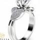 Nature Inspired Moissanite Engagement Ring Leaf Engagement Ring 14K White Gold Moissanite Ring