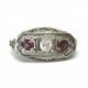 Antique Art Deco 14K Ruby Diamond Filigree Wedding Ring Size 5