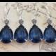 Montana Blue Navy Wedding Jewelry Black Diamond 6 Pairs Bridesmaids Earrings Vintage Earrings - Clip Ons Available