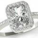 3.50 carat Forever Brillaint Moissanite Engagement Ring 14k White Gold - Emerald Cut - Diamond Halo Engagement Wedding Rings for Women