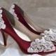 Wedding Shoes - Lace Wedding Heels - PB826A Vintage Wedding Lace Peep Toe 2 3/4" Heels, Women's Bridal Shoes