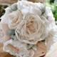 Alternative Peonies and Roses Bouquet.Fabric wedding bouquet.Wedding spring bouquet.Blush Pink Pastel Roses Off White Peonies Roses Bouquet