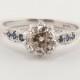 Art Deco Engagement Ring, Sapphire Engagement Ring, Diamond Ring, Unique Diamond Ring, 14K Gold Ring