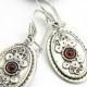 Garnet earrings in sterling silver, Long dangle earrings, garnet stone, antique style, garnet jewelry rustic handmade earrings