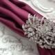 Ex-large Elegant Crystal Rhinestone SILVER  Pewter Oval Brooch NAPKIN RING Wedding Table Decorations Bridal Brooches Vintage Replica