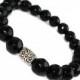 Black agate bead gemstone bracelet for her beaded stretch bracelet for woman birthday gift for mother of bride power protective bracelet