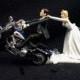 Motorcycle Wedding Cake Topper W/ Sexy Blue Harley Davidson Funny Groom Top