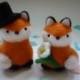 Made to order Needle felted bride and groom fox wedding cake toppers
