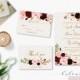 Marsala Wedding Invitation Suite Burgundy Pink Digital Gold Letters Bohemian Wedding Invite Set Floral Printable Wedding Invite - WI018