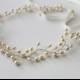 SALE -Bohemian Bridal Freshwater Pearl Hair Vine,  Headband Crown ,Halo Headpiece, Crown Bridal Hair Accessories