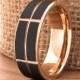 Rose Gold And Black Tungsten Ring Wedding Band Promise Ring Anniversary Black And Rose 7mm Two Tone Rose Gold Ring Flat Grooved Comfort Fit
