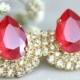 Ruby Earrings, Ruby Red Crystal Swarovski earrings, Bridesmaids Ruby Earrings, Bridal Red Ruby Earrings, Marsala Earrings, Ruby Red Studs