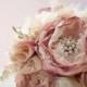 Brooch Bouquet, Fabric Wedding Bouquet, bridal flower rhinestone pearl brooches, fake flowers blush, wine, gold, champagne broach