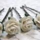 Ivory Rose hair pins