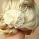 White Flower Hair Clip, WHite Fascinator, Gardenias, Wedding Fascinator, Bridal Hair Clip, Flower Fascinator, Gardenia Flower Hair Clip