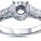 Dimond Vintage Engagement Ring Setting Filigree Semi Mount Antique Deco Style .65CT In 14K White Gold Fits 6-6.5mm