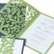 Leaf Lace Wedding Invitations - whimsical, vine, leaves, romantic, navy blue, green, cutout, trellis wrap design with customizable colors