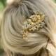 Gold Crystal Hair Comb, Rhinestone Bridal Hair comb Vintage Hair Brooch Wedding Jewel Comb Classic Wedding Hair Accessories - Ready to Ship