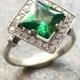 Emerald Ring, Emerald Engagement Ring, Created Emerald, Vintage Emerald Ring, Vintage Ring, Antique Emerald Ring, Antique Rings, Silver Ring