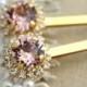 Vintage Pink blush light peach Bridal Bobby pins Swarovski crystal  Rhinestone hair accessories - 14k Gold plated aqua pink crystals
