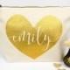 Personalised Heart & Name Make Up Bag - Unique Wedding Gift for Bridal Party, Bridesmaid Gift - Birthday, Christmas, Valentine's Day Present