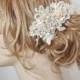 Bridal Hair Accessory- Pearl Bridal Comb-Floral Bridal Hairpiece- Bridal Hairpiece- Champagne bridal comb- Lace Hairpiece- Romantic Haircomb