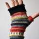 Merino Wool Fingerless Gloves - Knit Fingerless gloves - Fashion Gloves - Rainbow Fingerless Gloves - Christmas Gift nO 72.