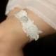 Ivory Lace Wedding Garter, Ivory Wedding Garter, Lace Bridal Garter, Keepsake Garter with Crystal Flower - "Lysette"