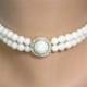 Pearl Choker, Great Gatsby, Pearl Necklace, 2 Strand Pearls, Ivory Pearls, Vintage Wedding, Bridal Choker, Art Deco, Edwardian Style