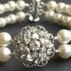 Vintage Style Wedding Bridal Bracelet, Rhinestone Bridal Bracelet Cuff, Pearl Wedding Cuff Bracelet, Art Deco Bridal Jewelry, Celine