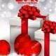 Valentine's Day Party Invitation with gift box snow and heart