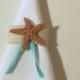 Burlap starfish napkin rings set of 6, Wedding Table Setting, Reception Decor, Wedding Decor, Bridal Shower Decor