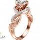Leaf Moissanite Engagement Ring 14K Rose Gold Moissanite Ring Diamond Alternative Engagement Ring