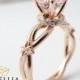 Peach Pink Morganite Engagement Ring 14K Rose Gold Engagement Ring Butterfly Design Rose Gold Ring