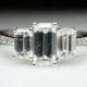 Diamond Engagement Ring 3 Stone Emerald Cut Wedding Ring 14k White Gold Diamond Ring Wedding Ring Bridal Engagement Bridal Jewelry