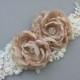 Custom Order for Laura - Tan Flowers Embroidered Lace Sash