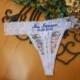 Monogram Bridal Lace Panties - Personalized Bridal Thong- Bridal Lingerie-Customized Bride Panties- Honeymoon gift, Bachelorette gift, WM-BC