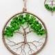 Tree-Of-Life Necklace Pendant 1.8" Copper Wire Wrapped Pendant Brown Wired Copper Jewelry Wire Wrapped Modern Tree of life Green necklace