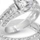 3.62ct Princess Cut Wedding Ring Set Engagement Ring Wedding Band Diamond Simulated CZ 925 Sterling Silver Platinum ep Women's Bridal Set