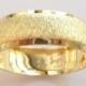 Yellow gold wedding band women men wedding ring domed with deep rough sandblast 8mm wide
