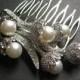Vintage Style Swarovski Pearls and Rhinestone Crystal Wedding Bridal Hair Tiara Hair Comb, Bridal Headpiece, Wedding Comb, Rhinestones Comb