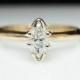 Vintage .32ctw Marquise Diamond Engagement Ring 14k Yellow Gold