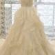 Ball Gown Strapless Sweetheart Neck Organza Ruffle Skirt Wedding Dresses,wd074