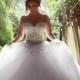 Ball Gown Sparkly Rhinestone Beaded Bodice Long Sleeves Wedding Dress,apd1726