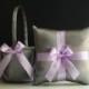 Gray Violet Flower Girl Basket and Ring Bearer Pillow Wedding Set  Gray Light Purple Wedding Basket   Ring Holder  Lilac Wedding Pillow