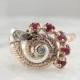Vintage Rose Gold Ruby Swirl Ring from the 1940's/1950's QWDZN7-P