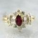 Amazing Marquise Cut Ruby and Diamond Halo Ring - ZD04E0-P